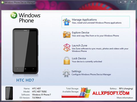 스크린 샷 Windows Phone Device Manager Windows XP
