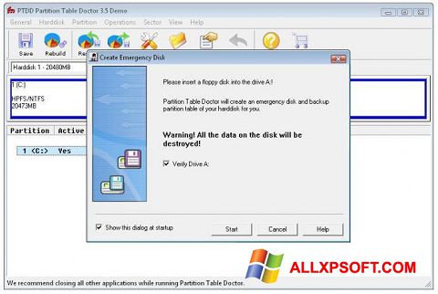 스크린 샷 Partition Table Doctor Windows XP
