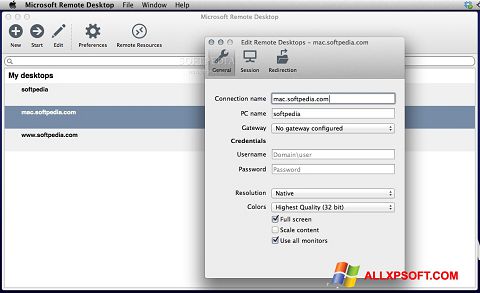 스크린 샷 Microsoft Remote Desktop Windows XP