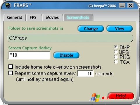 스크린 샷 Fraps Windows XP