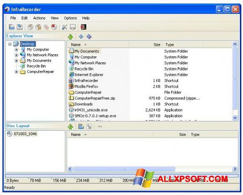 스크린 샷 InfraRecorder Windows XP