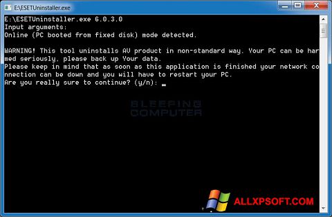 스크린 샷 ESET Uninstaller Windows XP