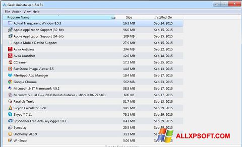 스크린 샷 Geek Uninstaller Windows XP