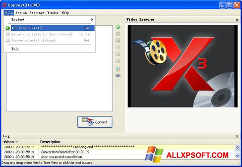 스크린 샷 ConvertXToDVD Windows XP
