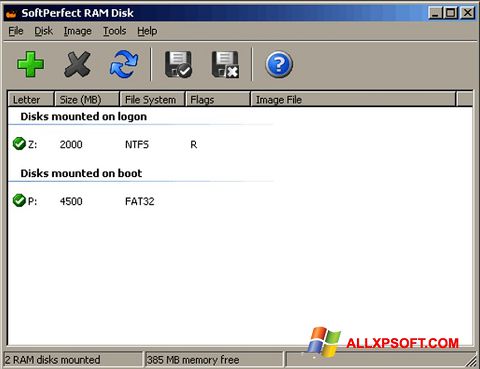 스크린 샷 SoftPerfect RAM Disk Windows XP