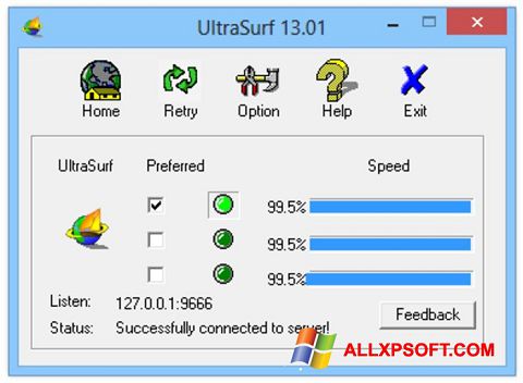 스크린 샷 UltraSurf Windows XP