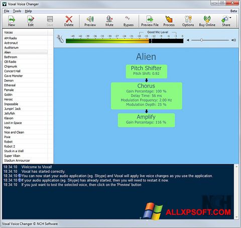 스크린 샷 Voxal Voice Changer Windows XP