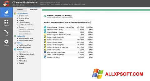 스크린 샷 CCleaner Professional Plus Windows XP