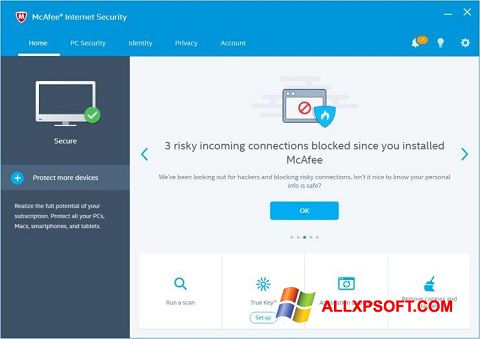 스크린 샷 McAfee Internet Security Windows XP