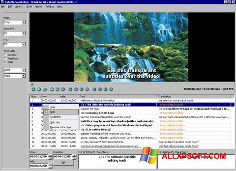 스크린 샷 Subtitle Workshop Windows XP