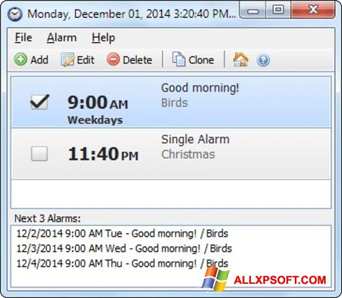 스크린 샷 Free Alarm Clock Windows XP