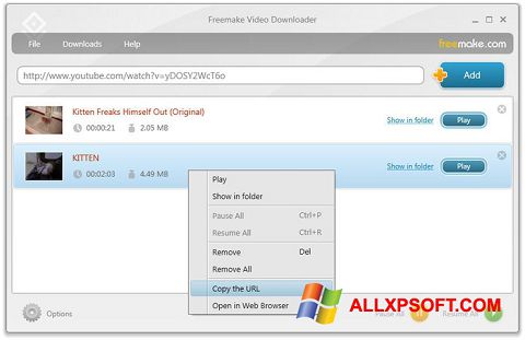 스크린 샷 Freemake Video Downloader Windows XP