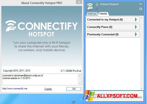 스크린 샷 Connectify Pro Windows XP
