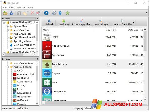 스크린 샷 iBackupBot Windows XP