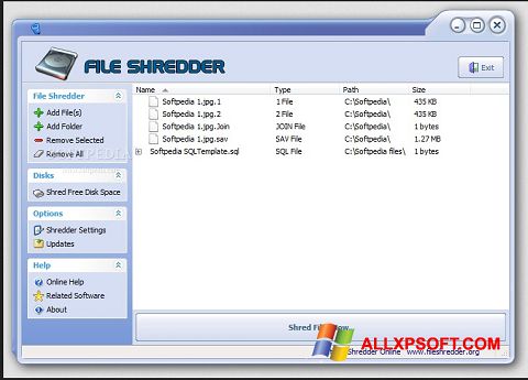 스크린 샷 File Shredder Windows XP