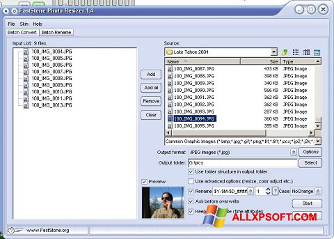 스크린 샷 FastStone Photo Resizer Windows XP
