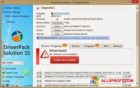 스크린 샷 DriverPack Solution Online Windows XP