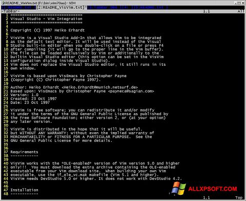 스크린 샷 Vim Windows XP