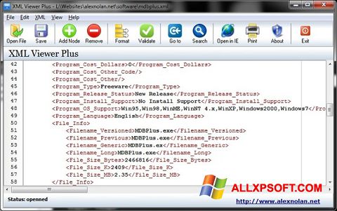 스크린 샷 XML Viewer Windows XP