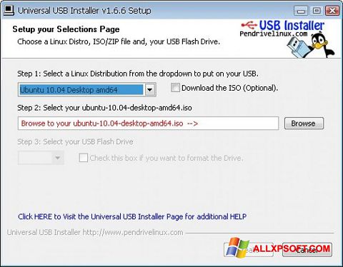 스크린 샷 Universal USB Installer Windows XP