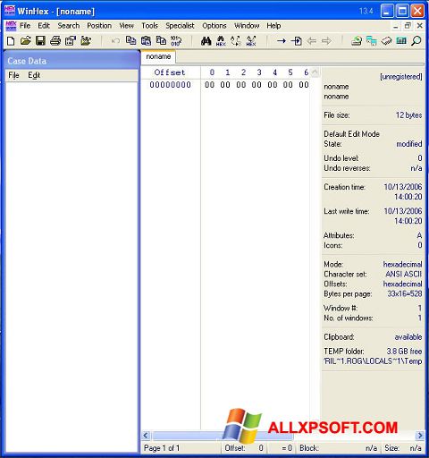 스크린 샷 WinHex Windows XP