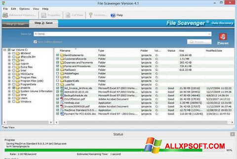 스크린 샷 File Scavenger Windows XP