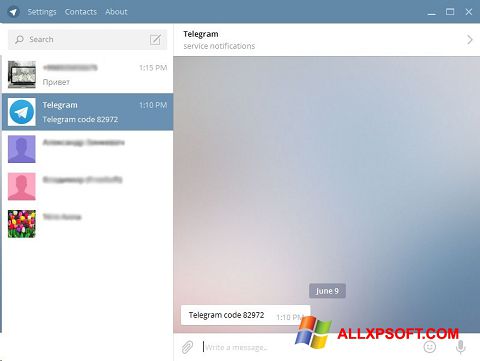 스크린 샷 Telegram Desktop Windows XP